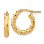 QUALITY GOLD OF CINCINNATI INC 10K Polished & Diamond Cut 14x2.4mm Hoops