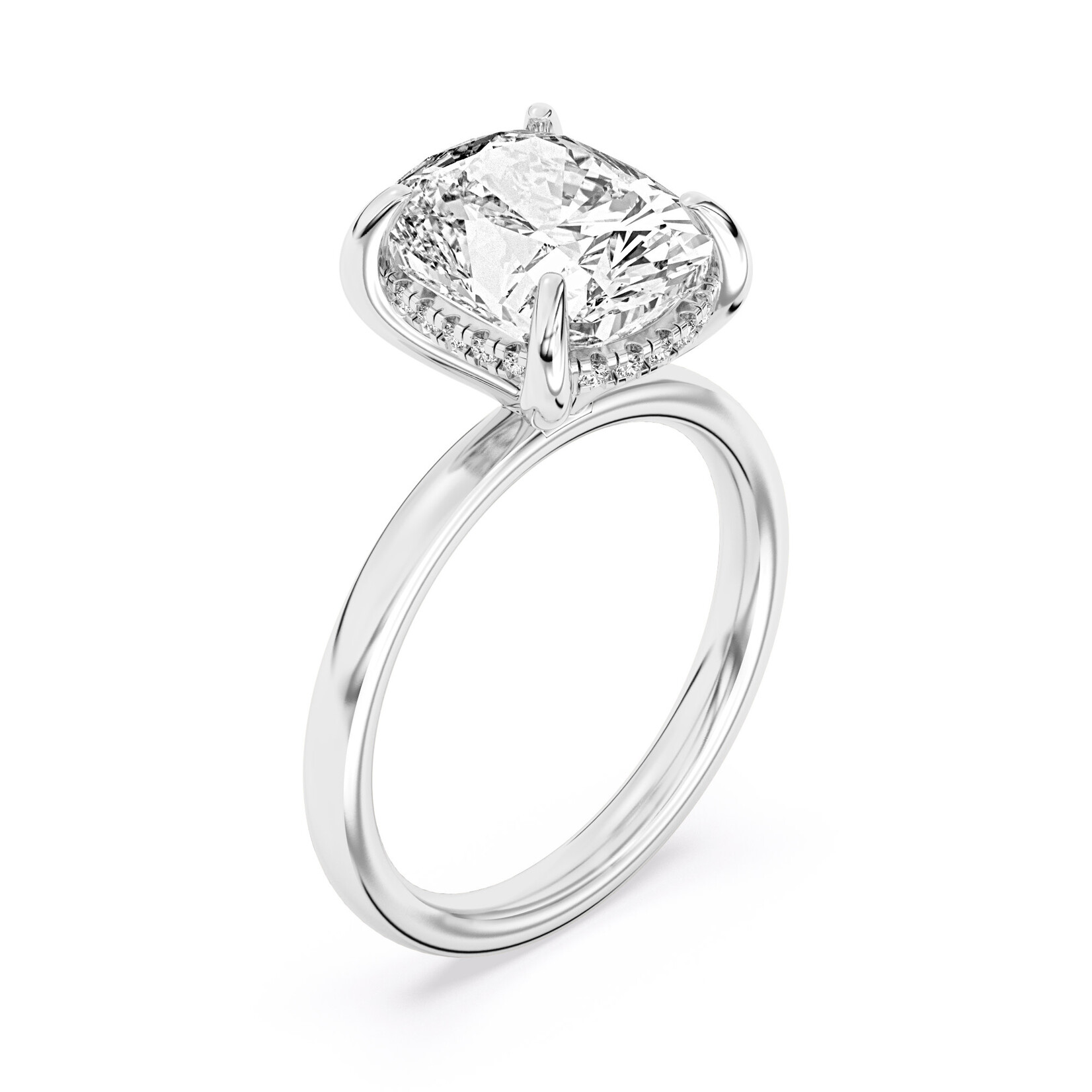 AMERICAN RING SOURCE 14KW 100 Facet Oval Lab Grown 3.07ct and 24 Round Accent Diamonds 0.10cttw Ring