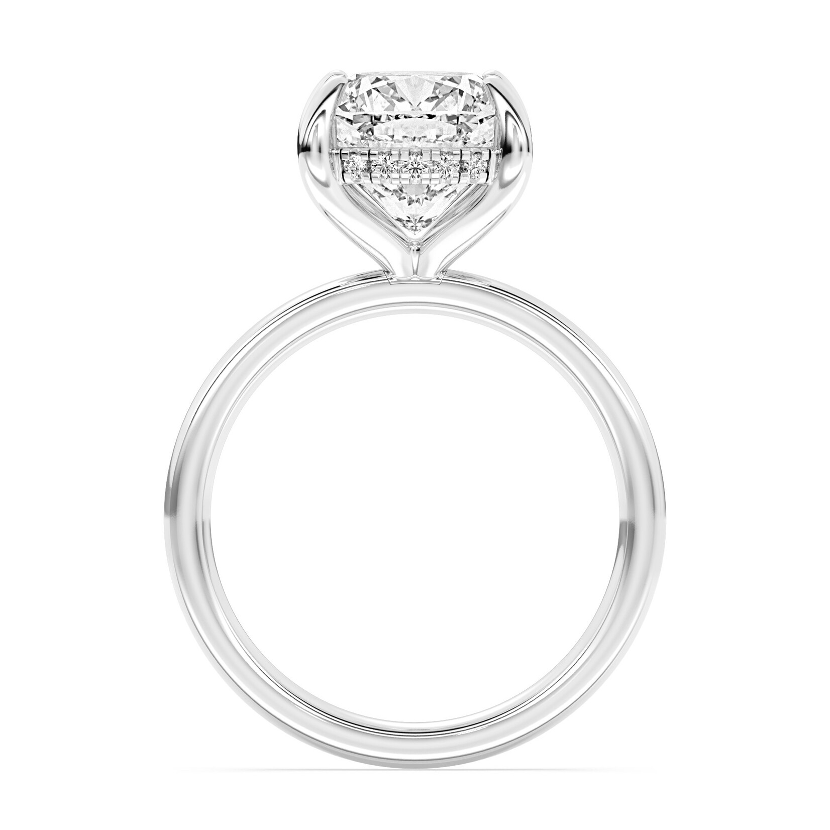 AMERICAN RING SOURCE 14KW 100 Facet Oval Lab Grown 3.07ct and 24 Round Accent Diamonds 0.10cttw Ring