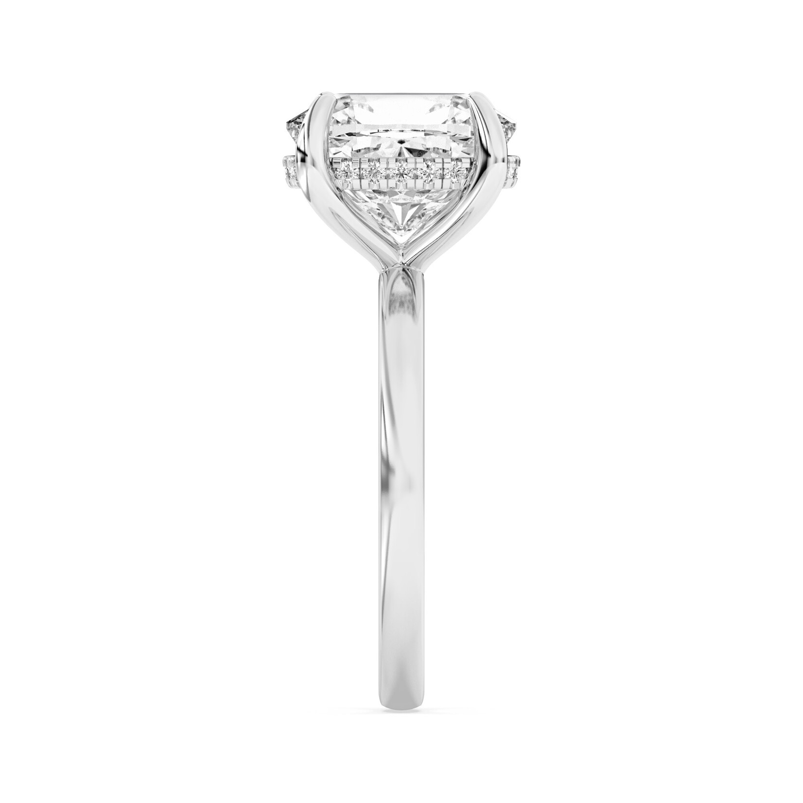 AMERICAN RING SOURCE 14KW 100 Facet Oval Lab Grown 3.07ct and 24 Round Accent Diamonds 0.10cttw Ring