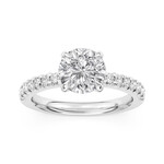 AMERICAN RING SOURCE 14KW 100 Facet Round 2.05ct Lab Grown Diamond Ring w/16 accent diamonds