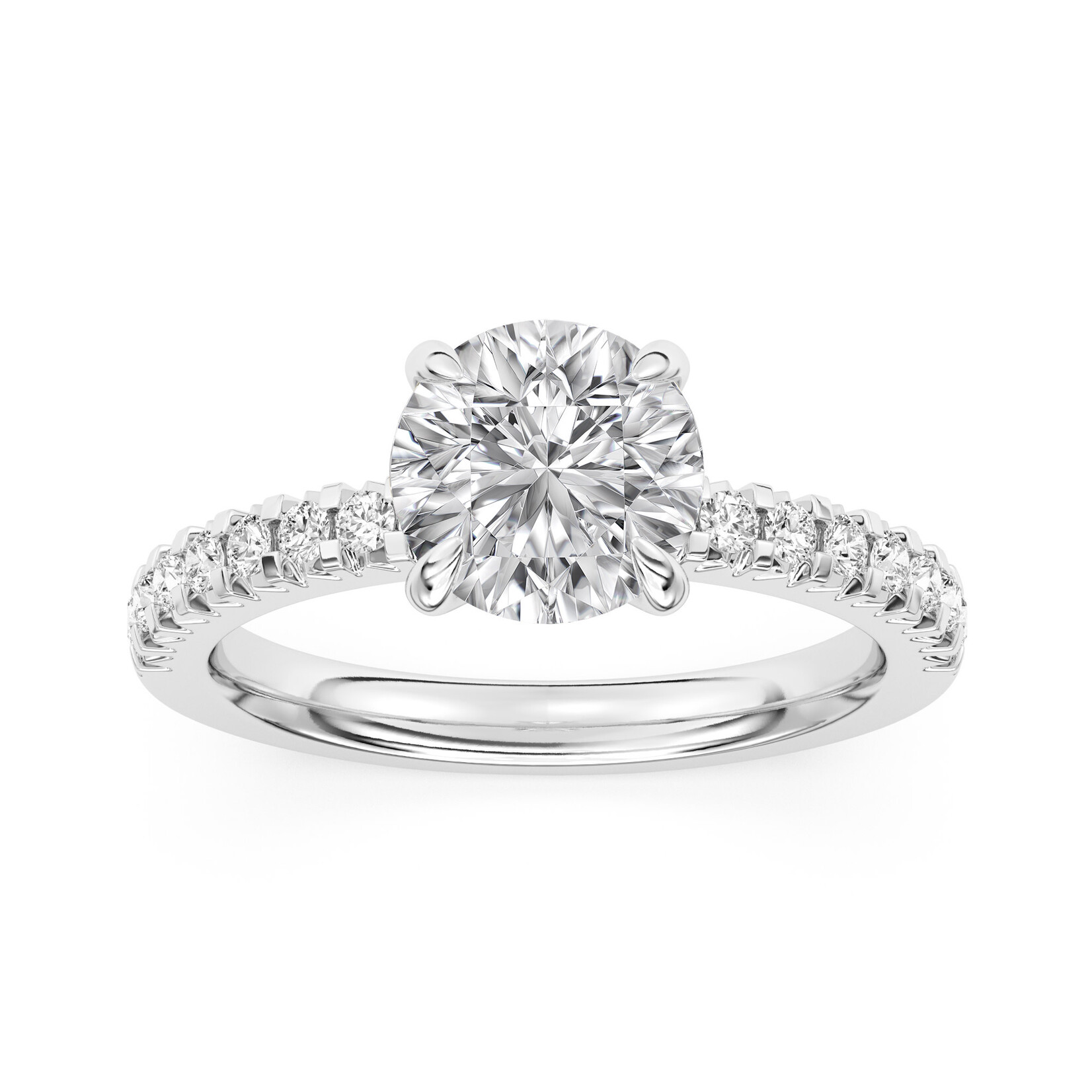 AMERICAN RING SOURCE 14KW Lab Dia RD2.05ct E VS1 16RD=0.35cttw "100 FACET LGD GSI 72930220104" Ring
