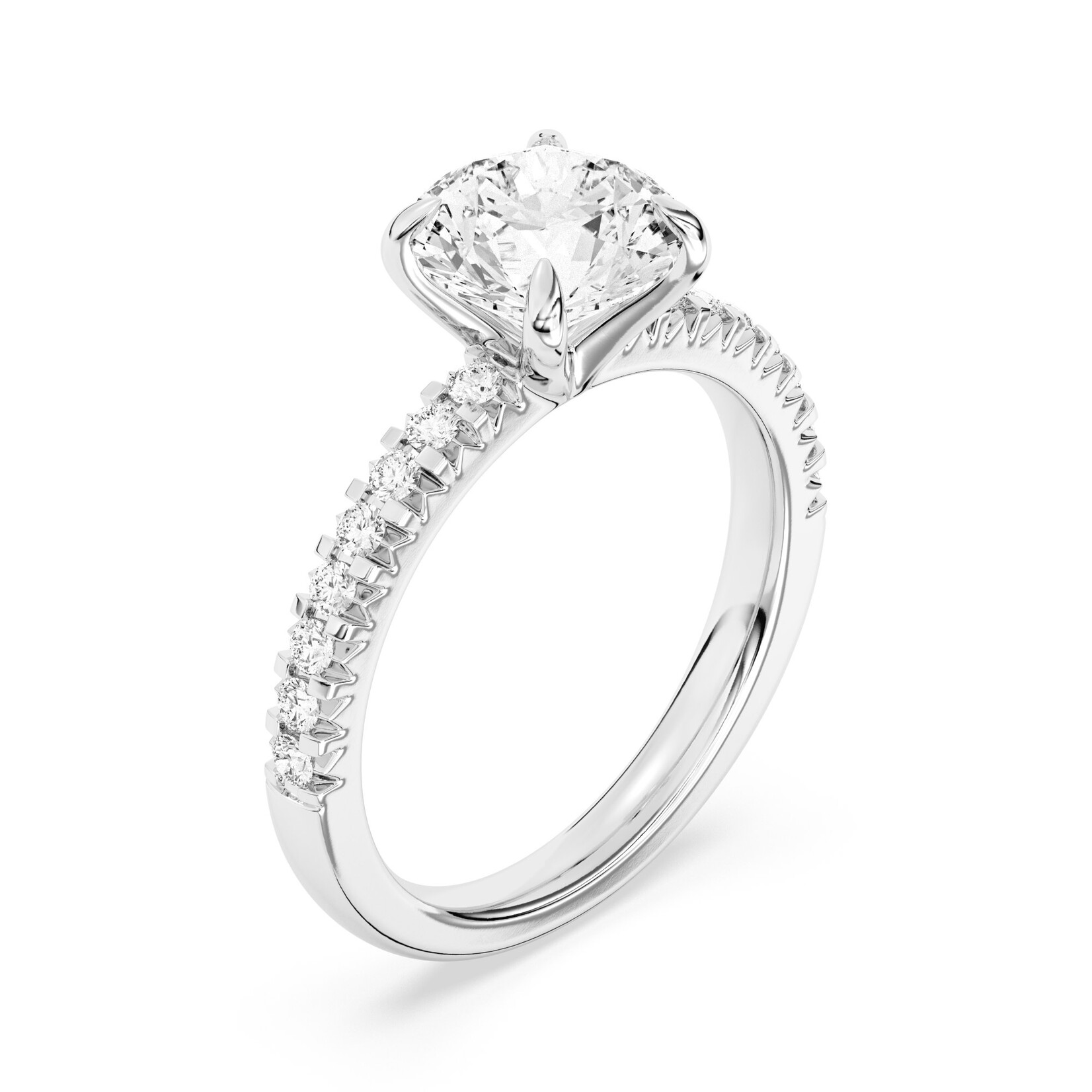 AMERICAN RING SOURCE 14KW Lab Dia RD2.05ct E VS1 16RD=0.35cttw "100 FACET LGD GSI 72930220104" Ring
