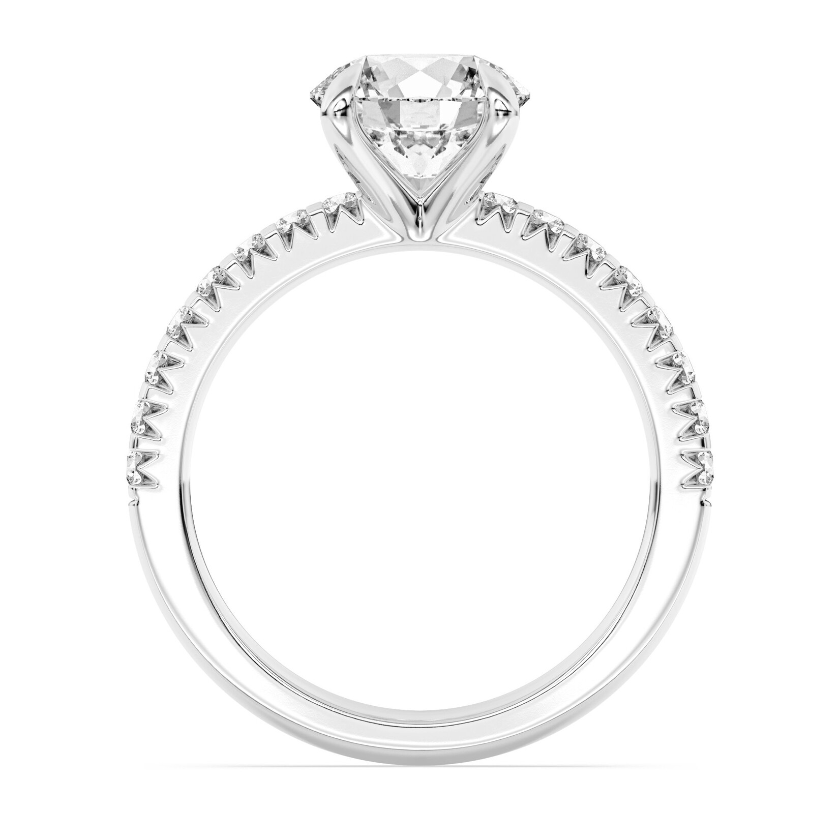 AMERICAN RING SOURCE 14KW Lab Dia RD2.05ct E VS1 16RD=0.35cttw "100 FACET LGD GSI 72930220104" Ring