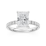 AMERICAN RING SOURCE 14KW Ring w/100-facet 3.09ct Radiant Lab Diamond & Accents