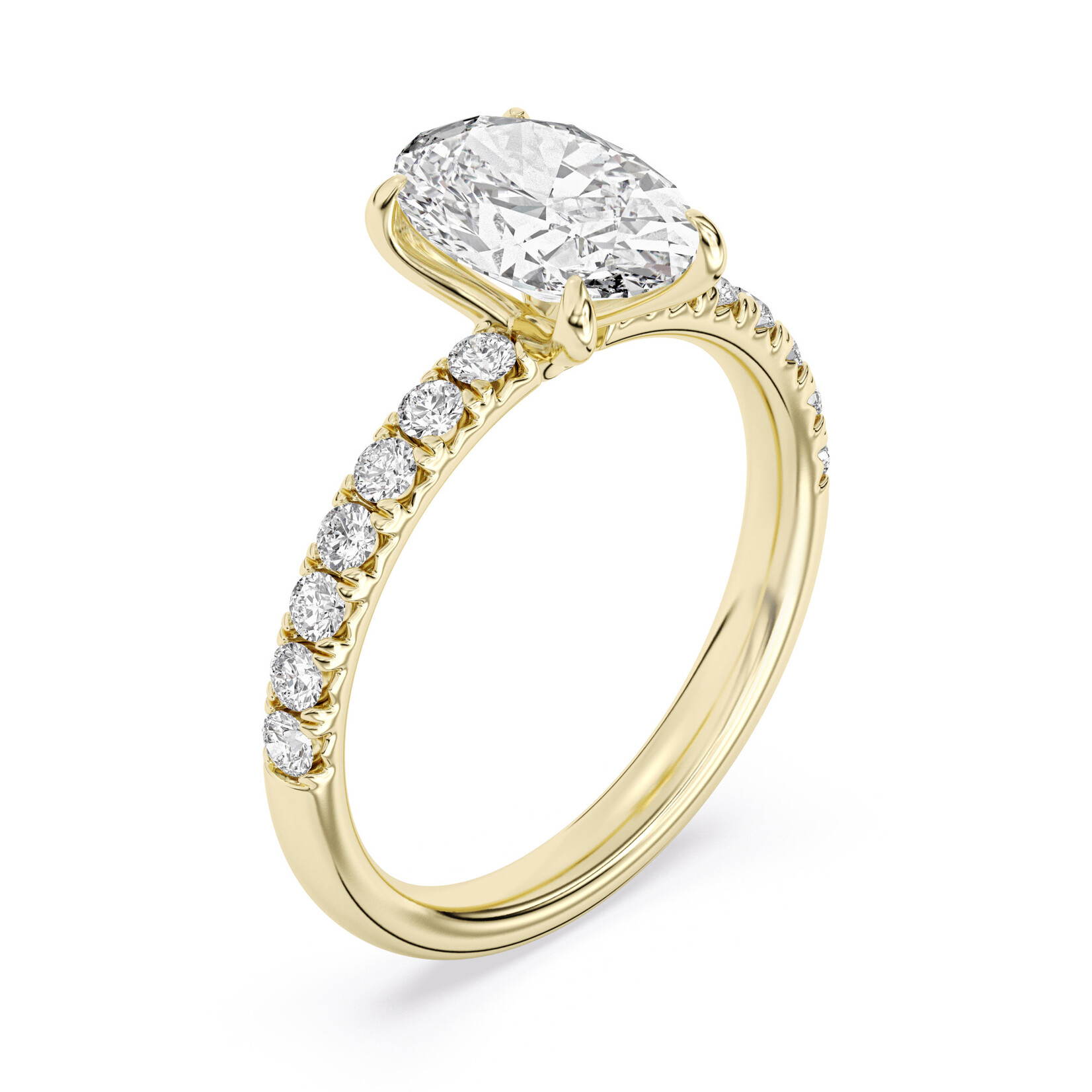 AMERICAN RING SOURCE 2.01Ct 100-Facet Oval Lab Diamond Ring In 14K Yellow Gold with Accents