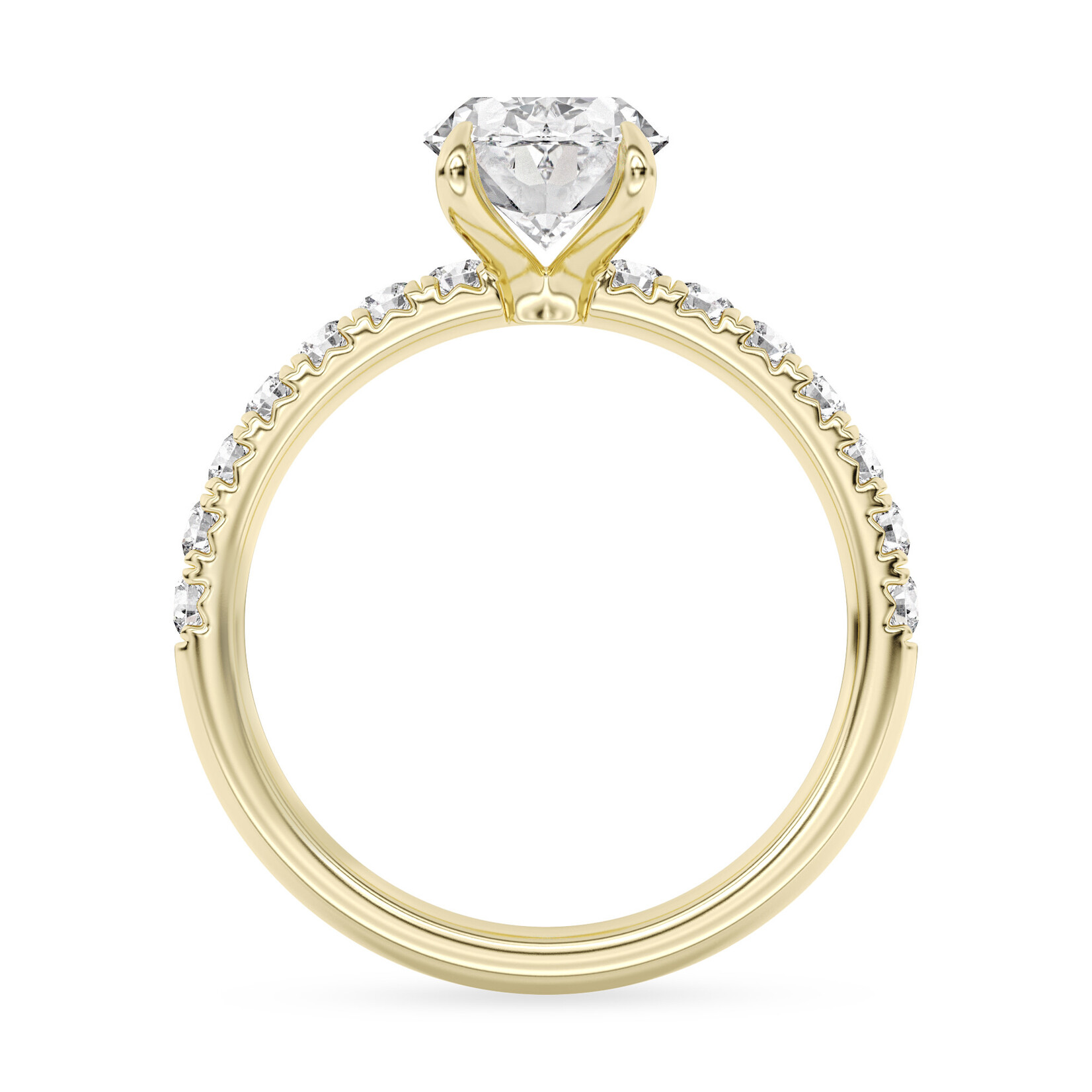 AMERICAN RING SOURCE 2.01Ct 100-Facet Oval Lab Diamond Ring In 14K Yellow Gold with Accents