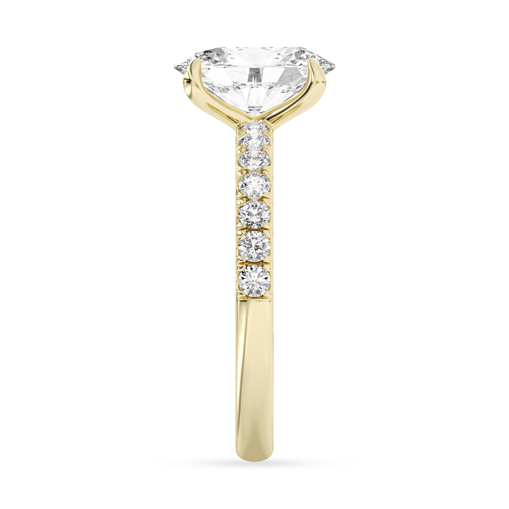 AMERICAN RING SOURCE 2.01Ct 100-Facet Oval Lab Diamond Ring In 14K Yellow Gold with Accents