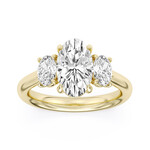 AMERICAN RING SOURCE 14K 3 Stone Oval Lab Grown Diamond Ring w/100 Facet Center Stone