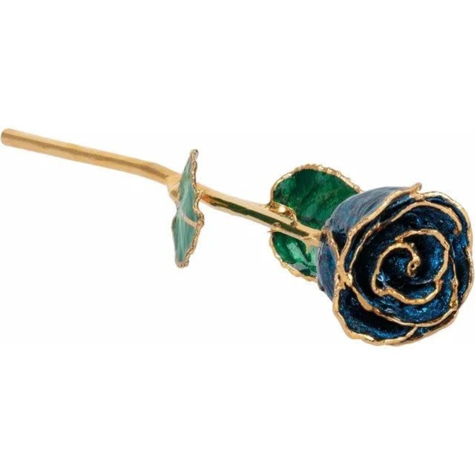 STULLER INC. 24K Gold Plated Blue Sparkle Lacquered Rose