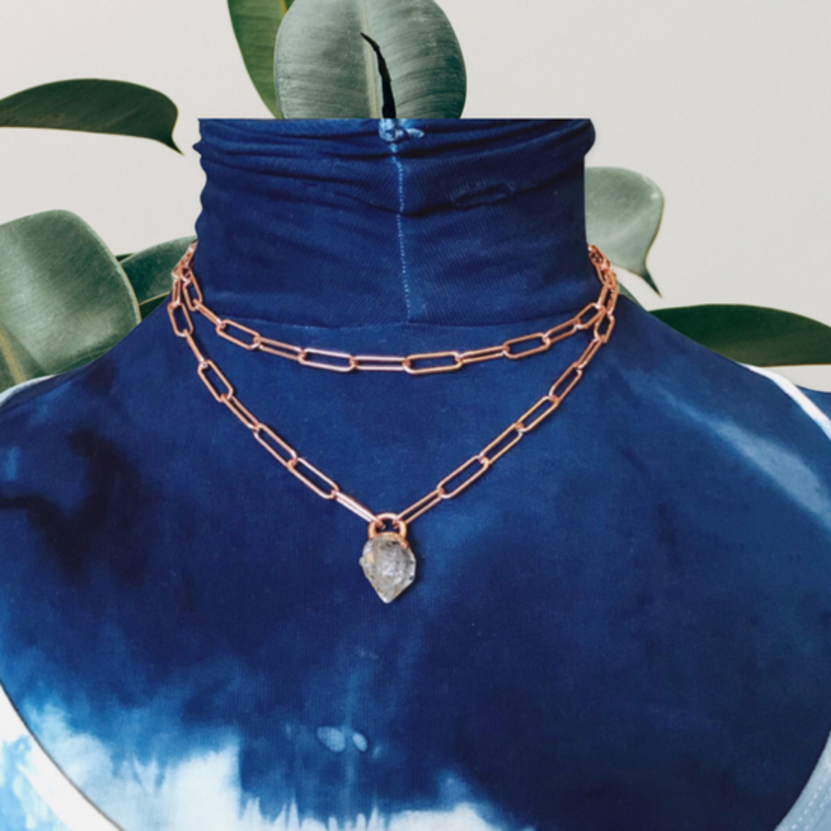 Herkimer Diamond Paper Clip Chain Necklace