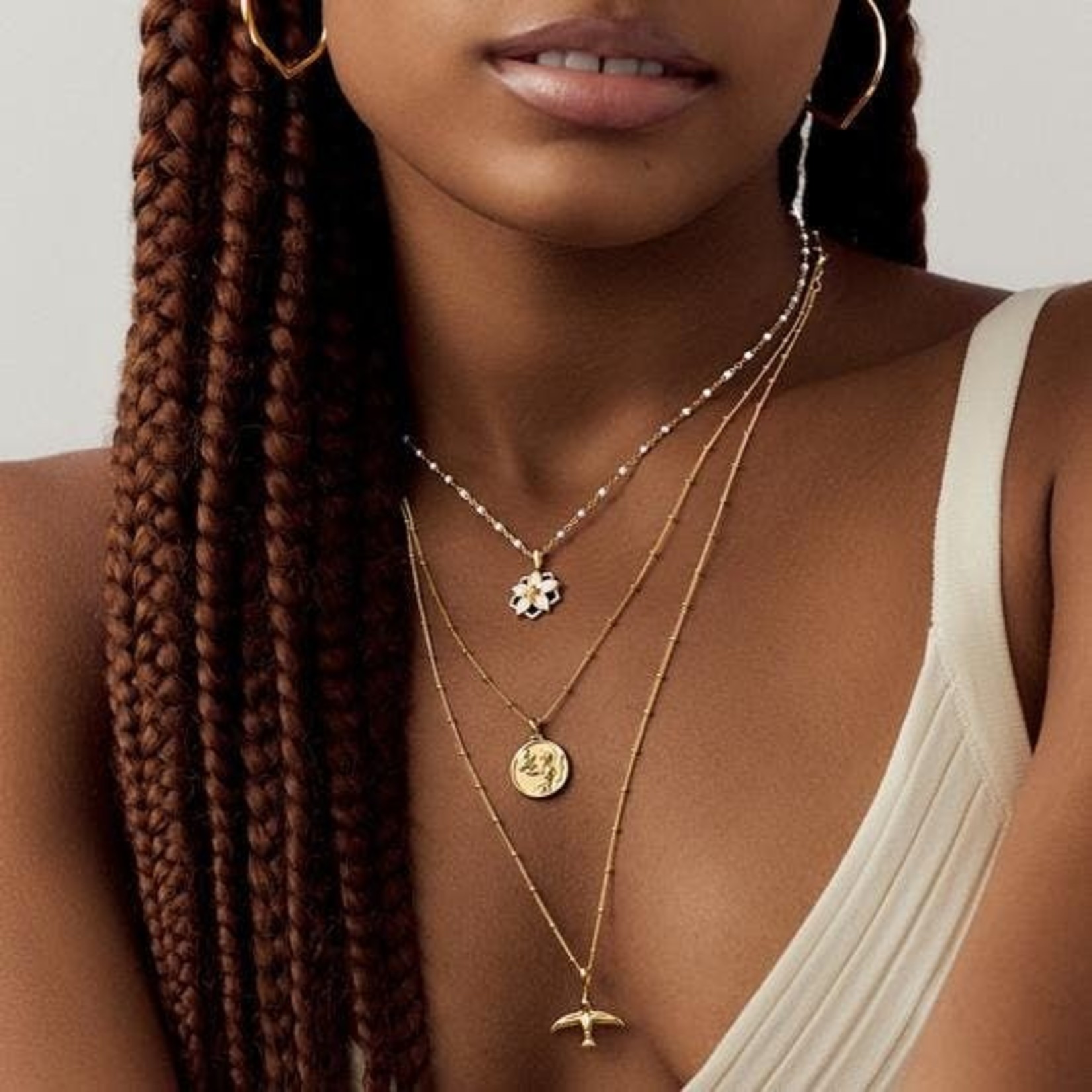 Mini Athena 16-18" Box Chain Necklace · 14K Gold Vermeil