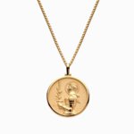 Awe Inspired Solid 14k Yellow Gold Joan of Arc Necklace