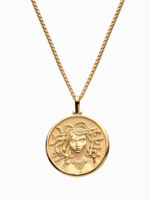 Solid 14k Yellow Gold Medusa Necklace