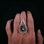 Comet Statement Ring with Raw Authentic Meteorite