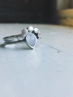 Moondrop Rainbow Moonstone Ring  Silver