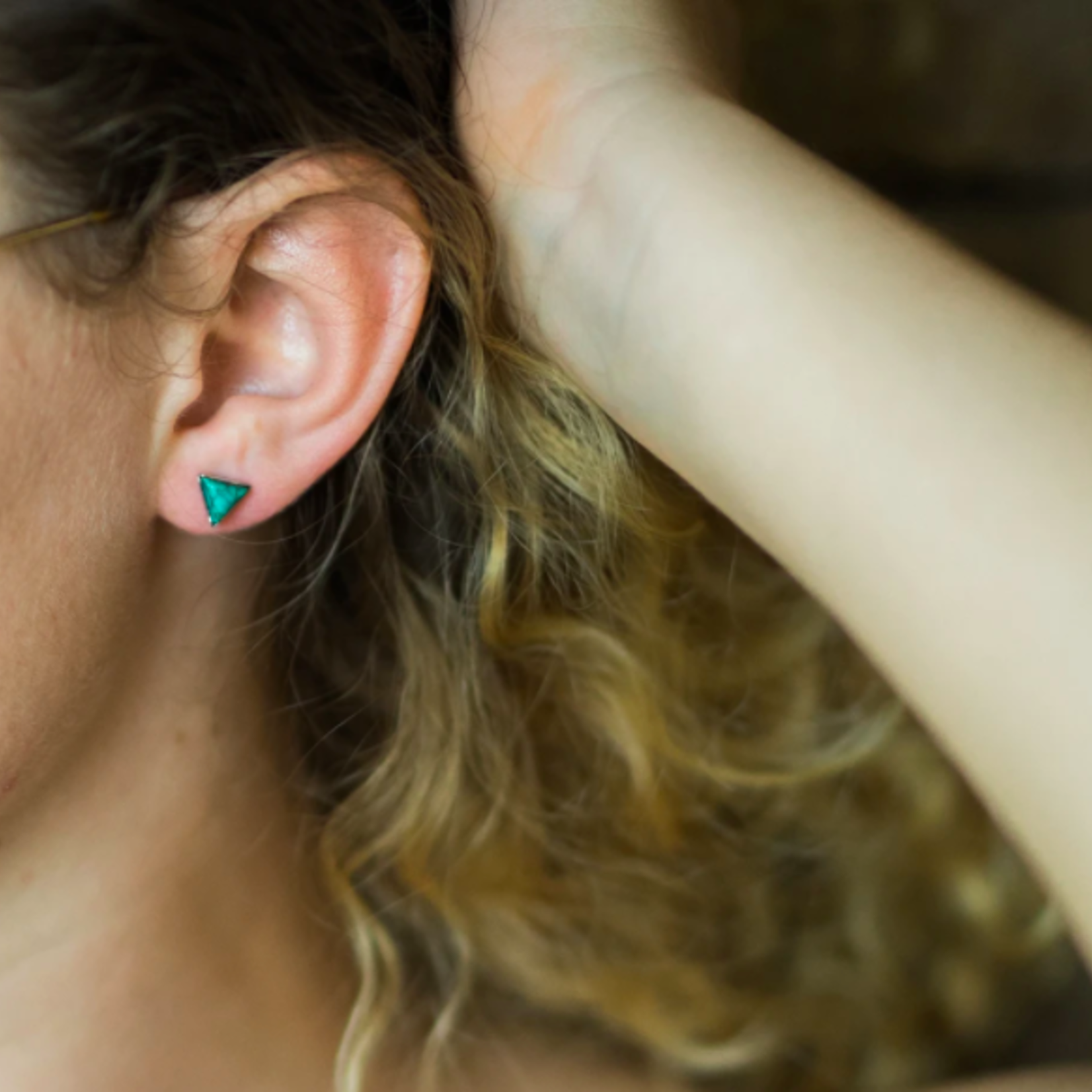 *Mountains of Earth Triangle Turquoise Stud Earrings