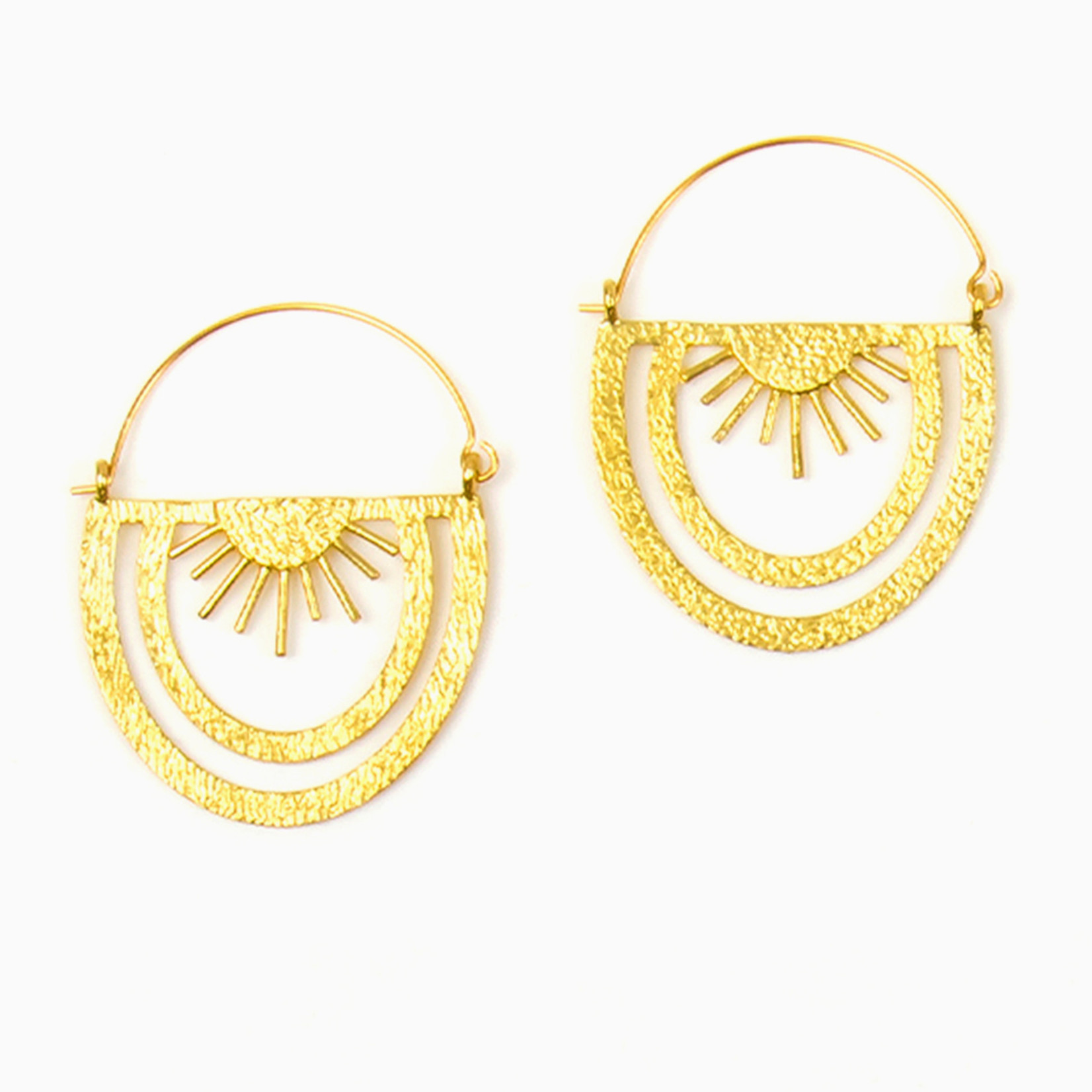 Rainbow Rays Hoop Earrings Brass