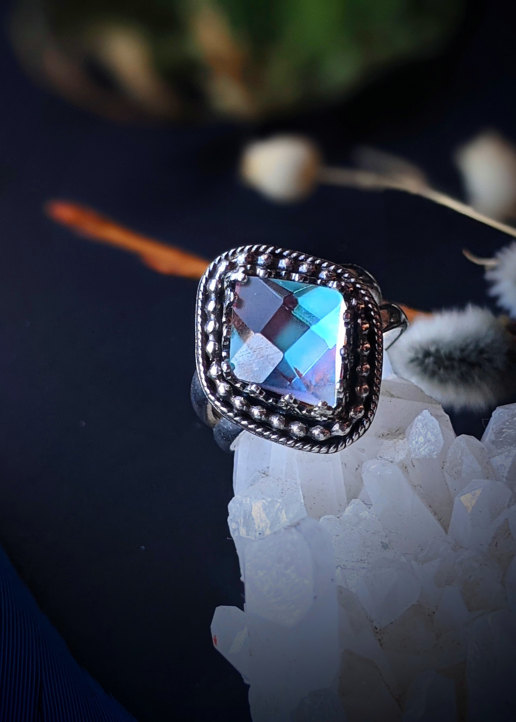 Aura Quartz Diamond Ring