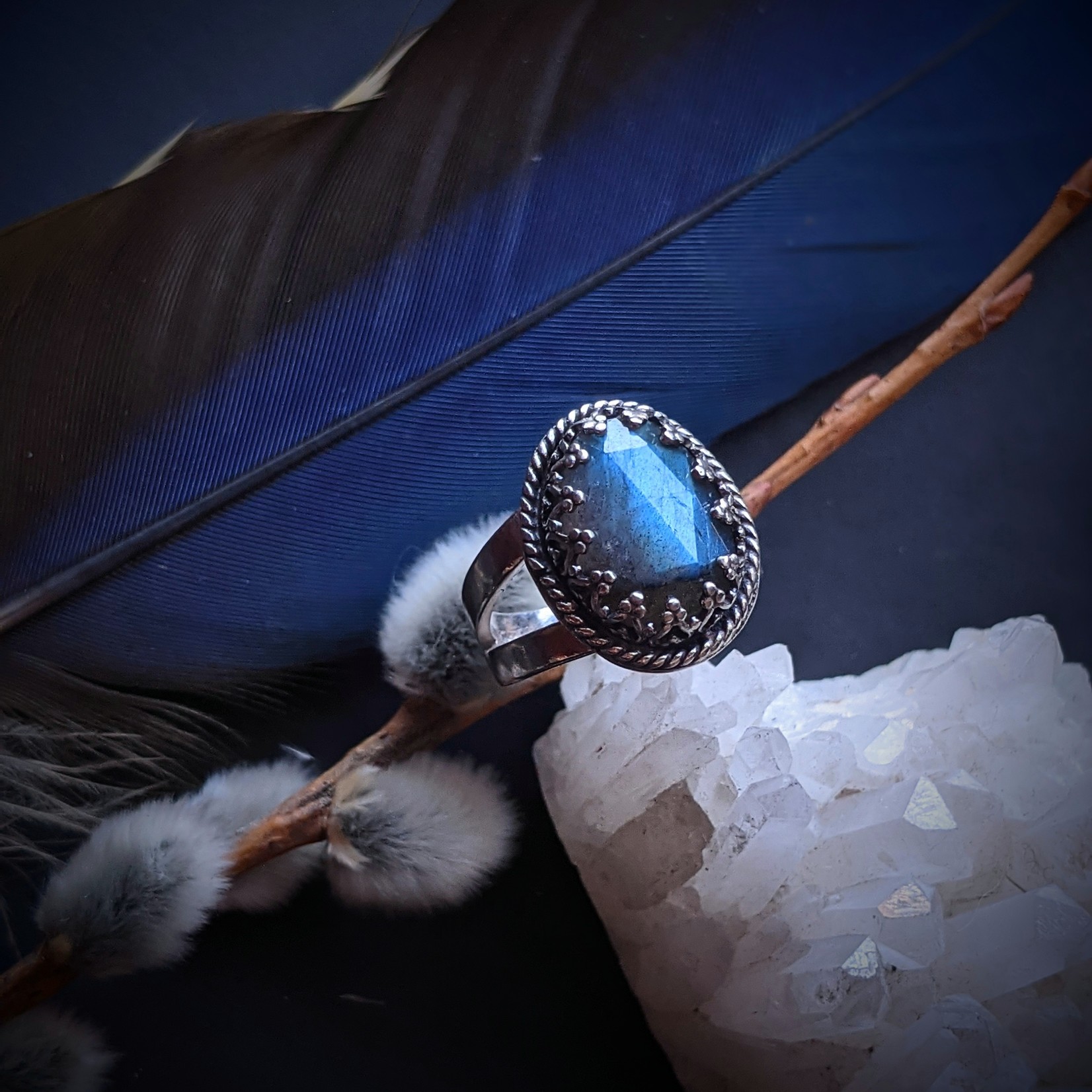 Labradorite Faceted Oval Ring
