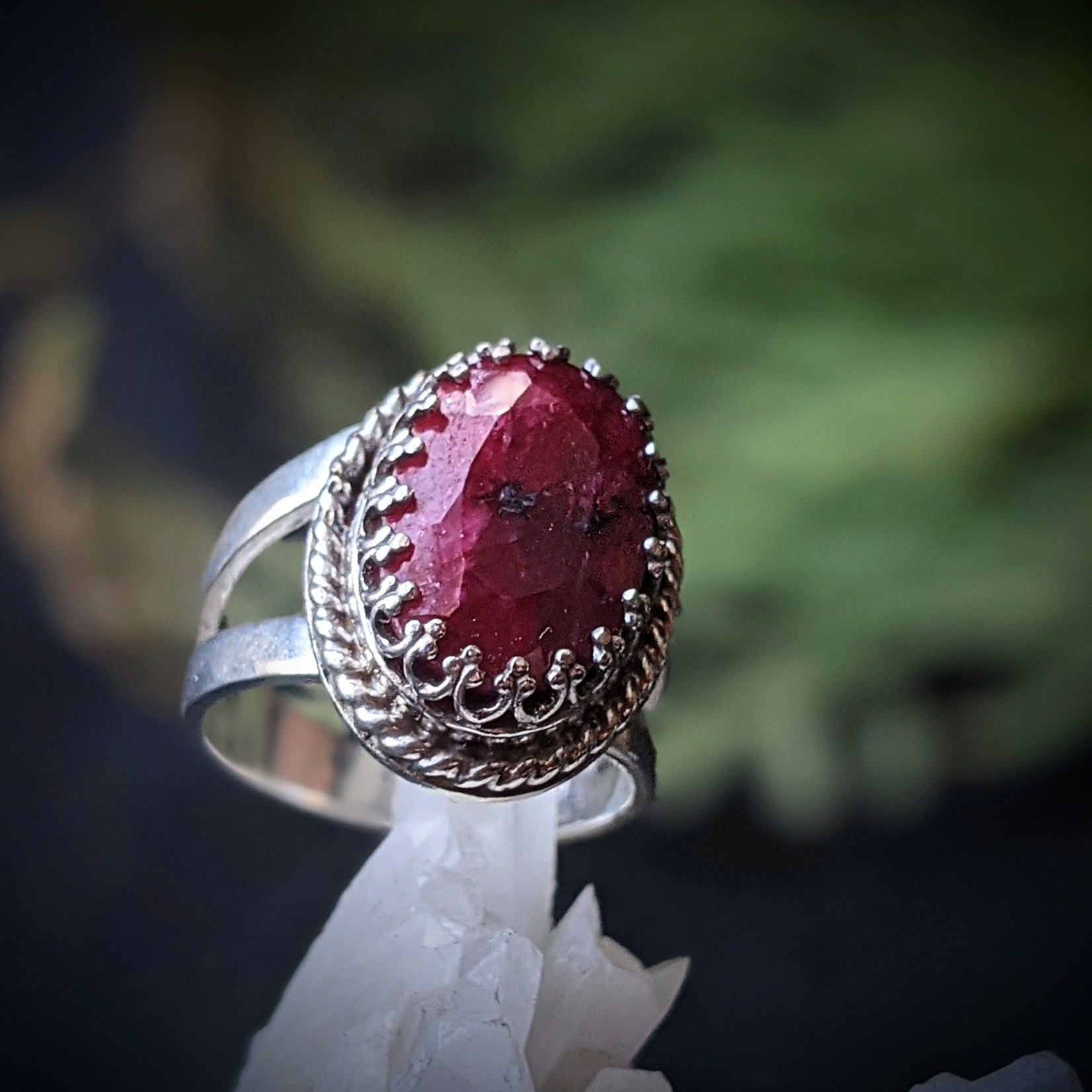 Ruby Faceted Oval Ring - Medium