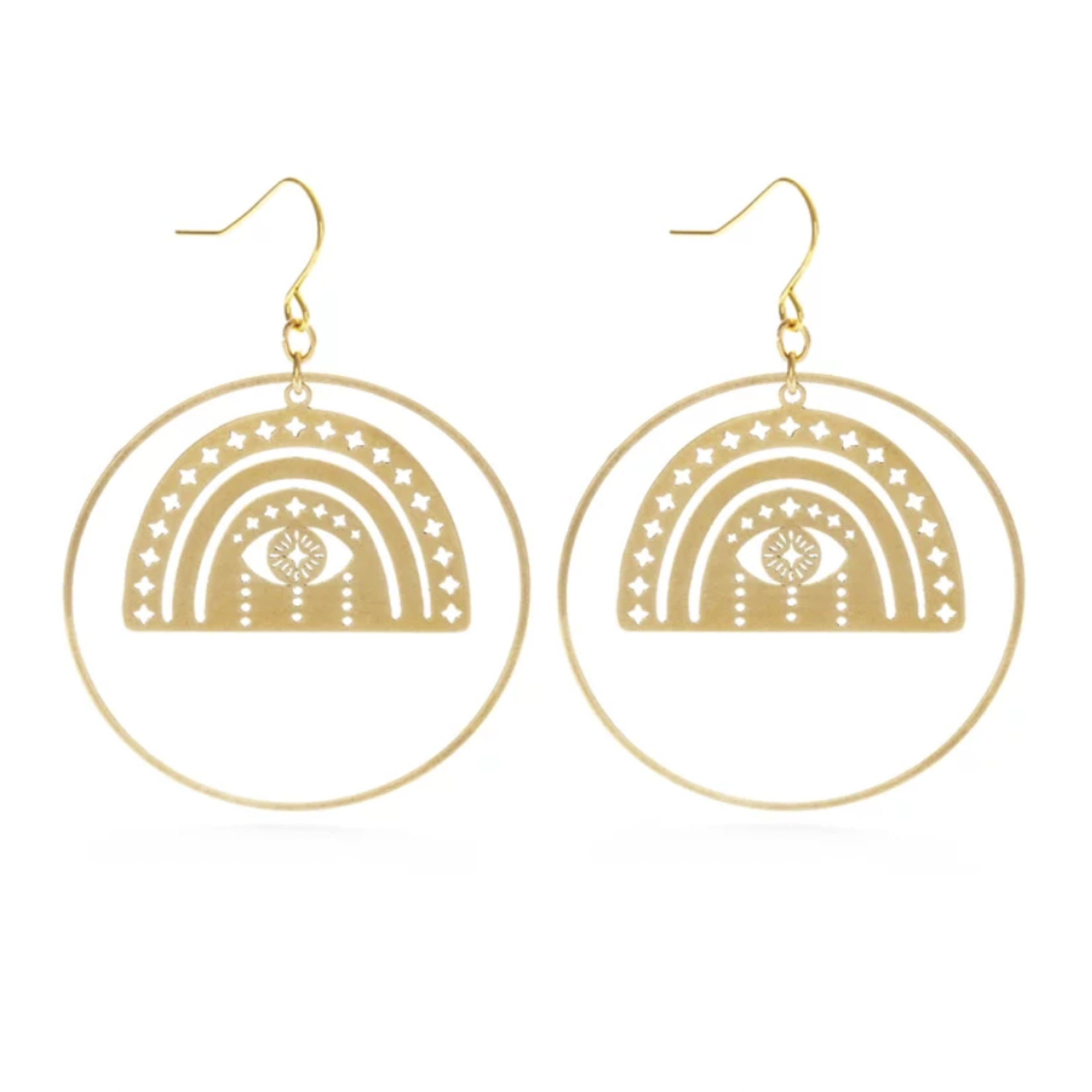 Mystic Eye Hoops · Brass with Gold Plated Ear Wires