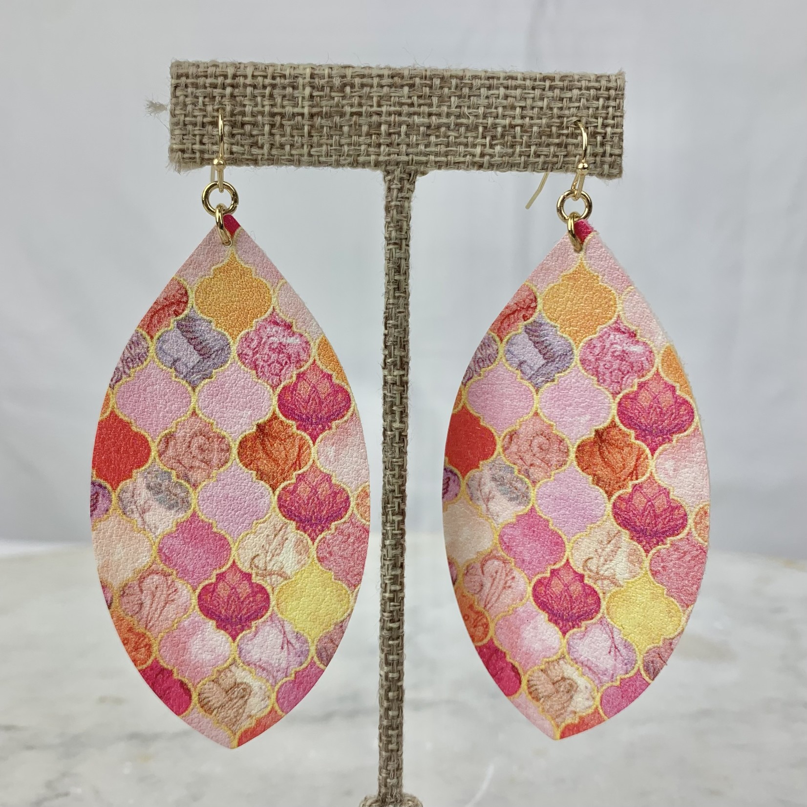 Splendid Iris Pink Patchwork Earrings