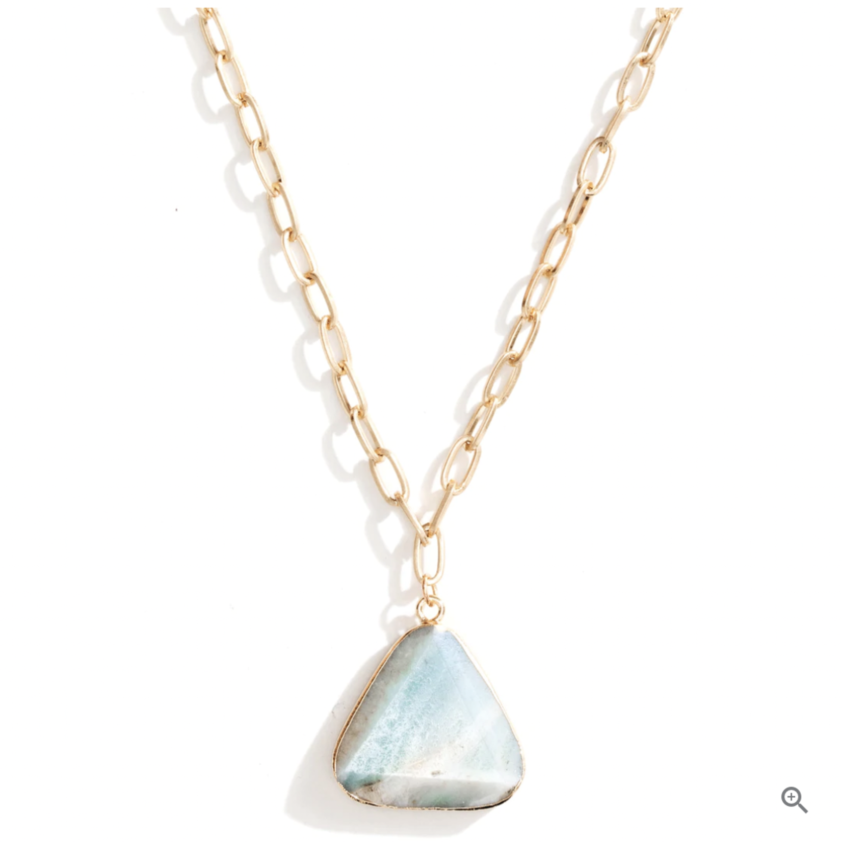 *Natural Stone Necklace On Link Chain Aqua