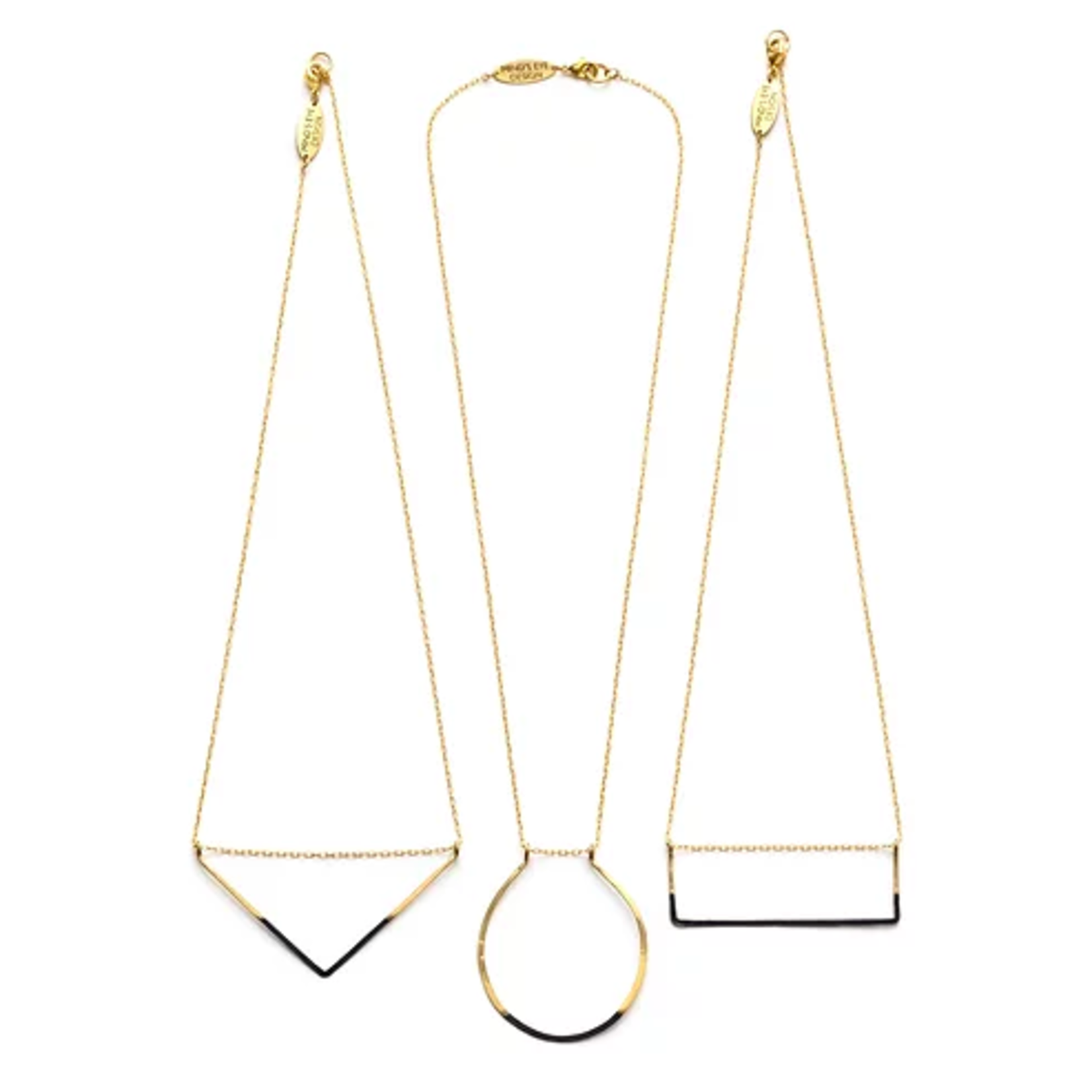 Patina Dipped V Necklaces · Brass