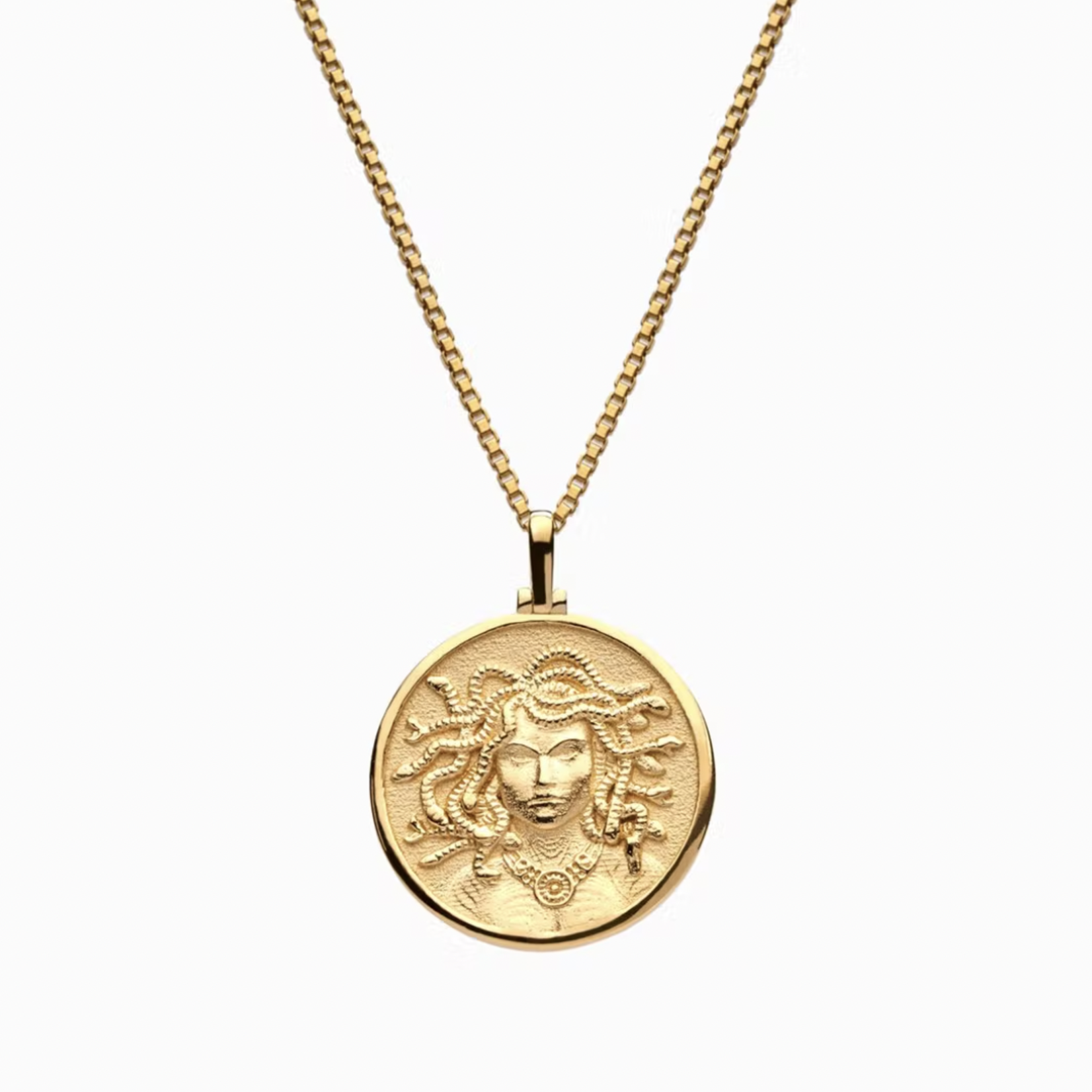 *Medusa Standard 16-18" Box Chain Necklace · 14K Gold Vermeil