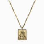 Mini Mother Mary Tablet 16-18" Cable Chain Necklace · 14K Gold Vermeil