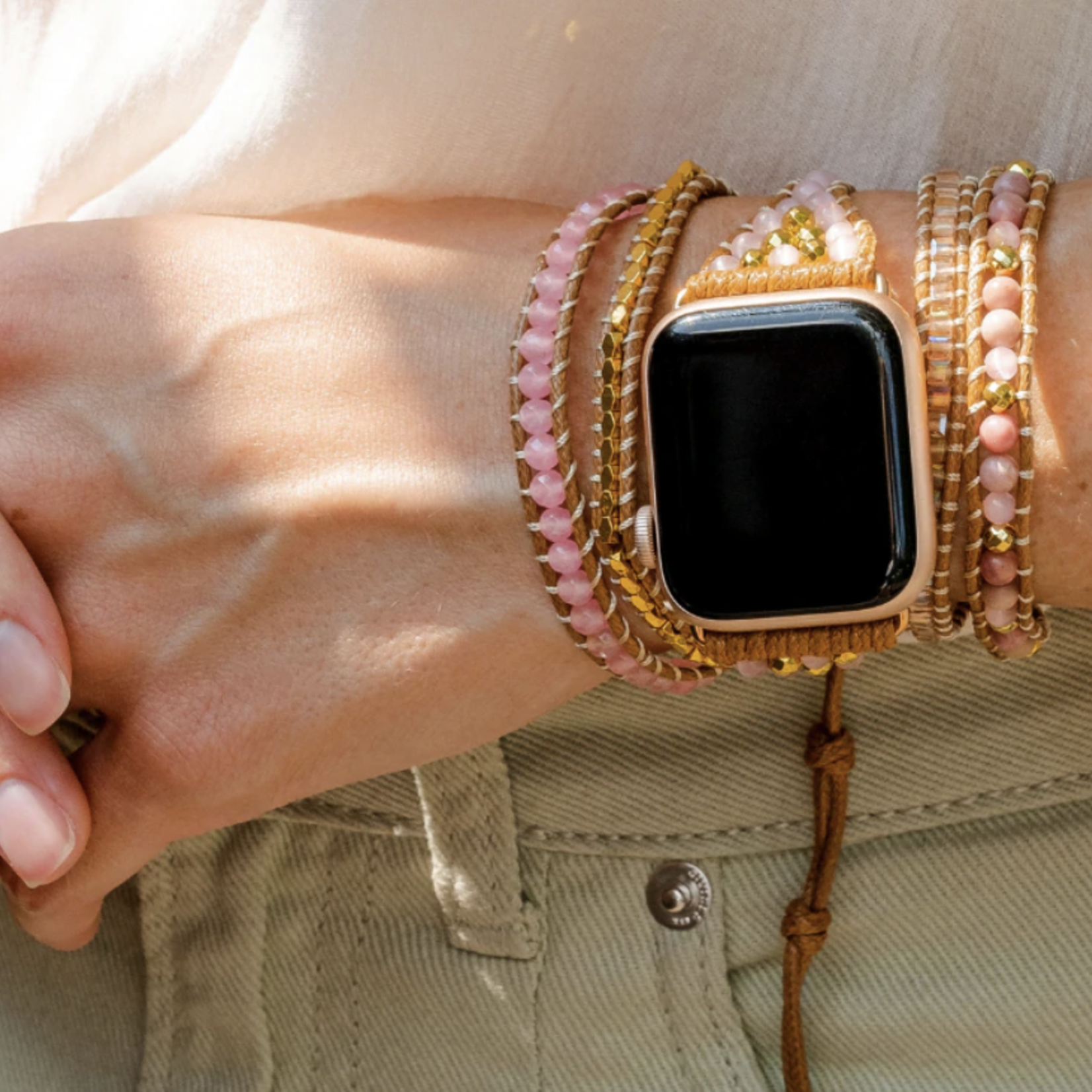 Cape Diablo Golden Rose Quartz Apple watch strap