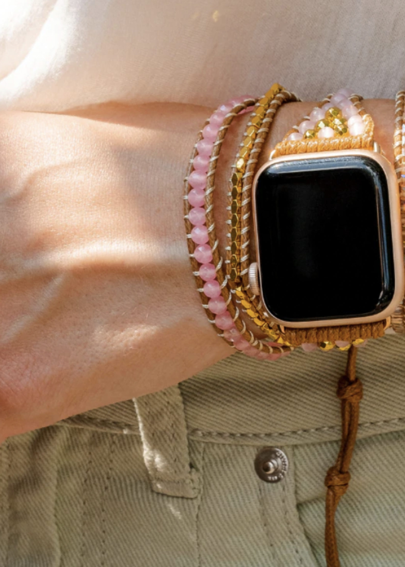 Golden Rose Quartz Apple watch strap