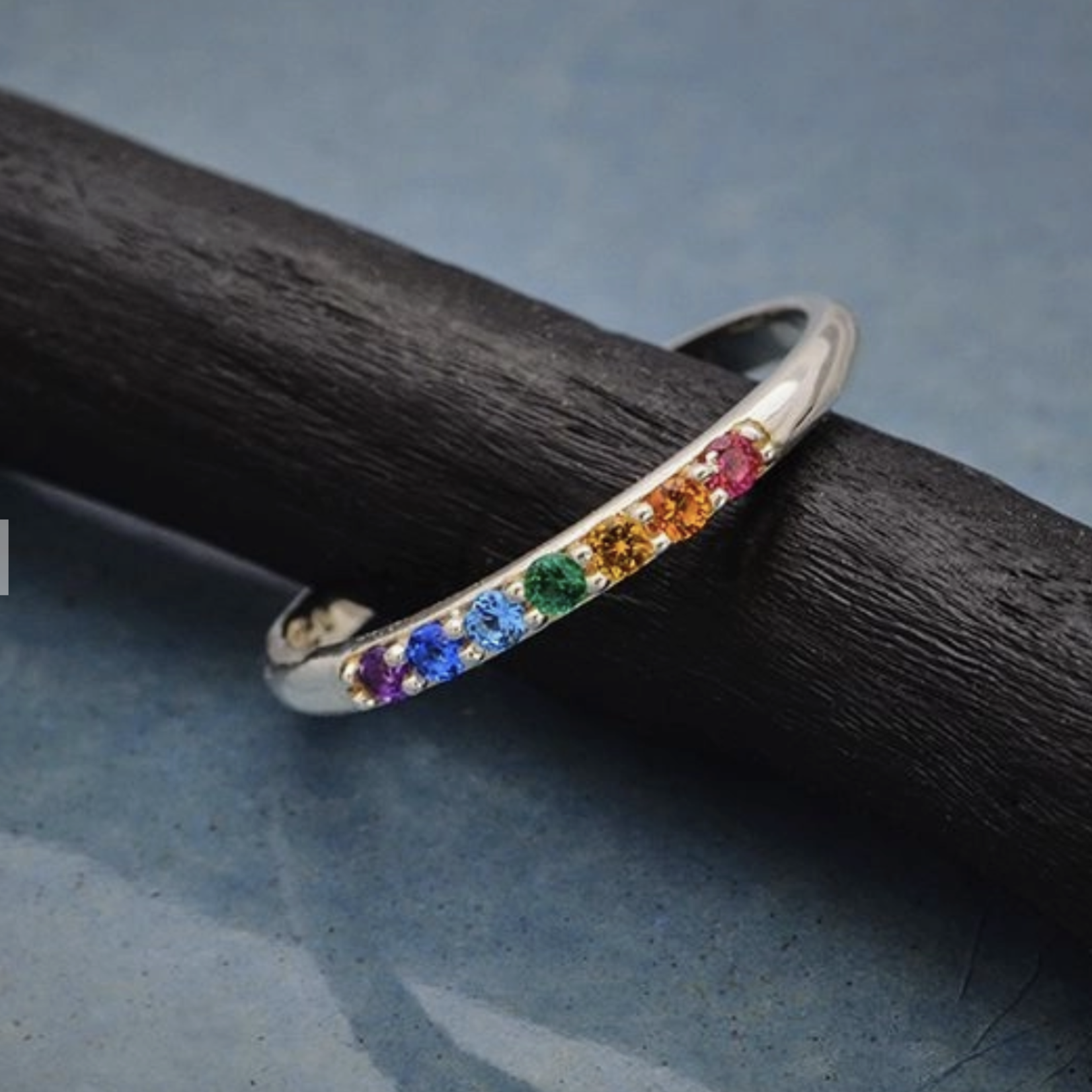 Sterling Silver Stacking Ring With Nano Gems