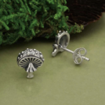 *Agaric Mushroom Post Earrings · Silver