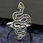 *Snake with Bronze Star and Moon Ring · Silver · 8
