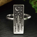 *Layered Trees Rectangle Ring · Silver ·7