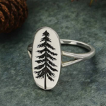 Etched Pine Tree Ring · Silver · 7