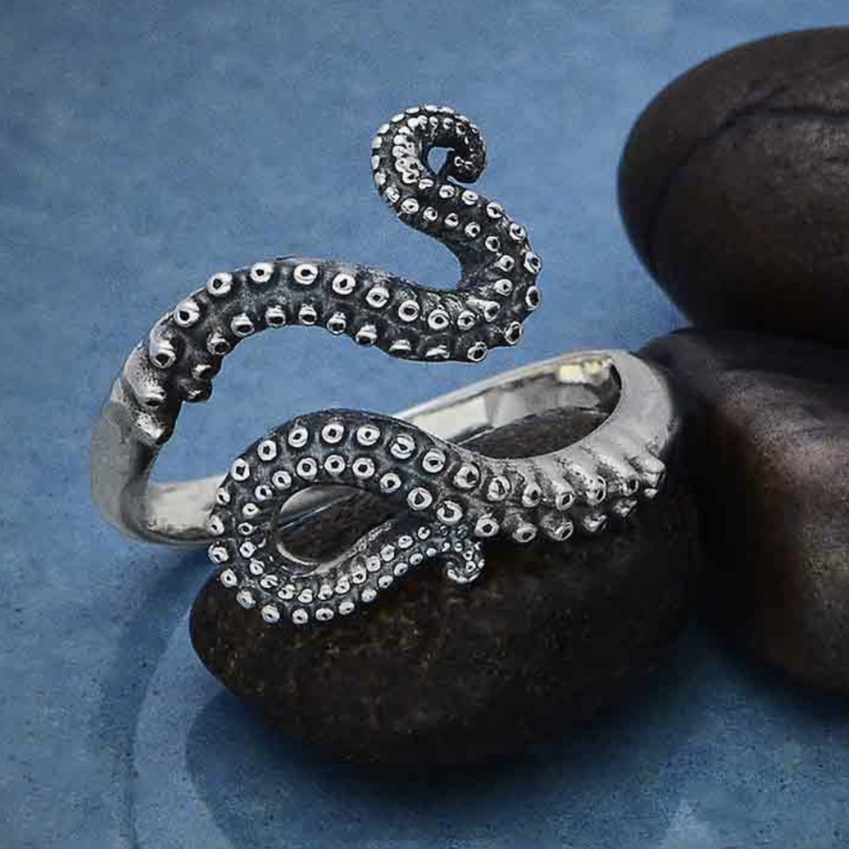 Octopus Tentacle Ring · Silver · Adjustable