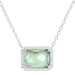Atiena - Lab Created Rectangle Gemstone Necklace - Paraiba / Silver