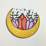 Crystal Crescent Moon Vinyl Sticker