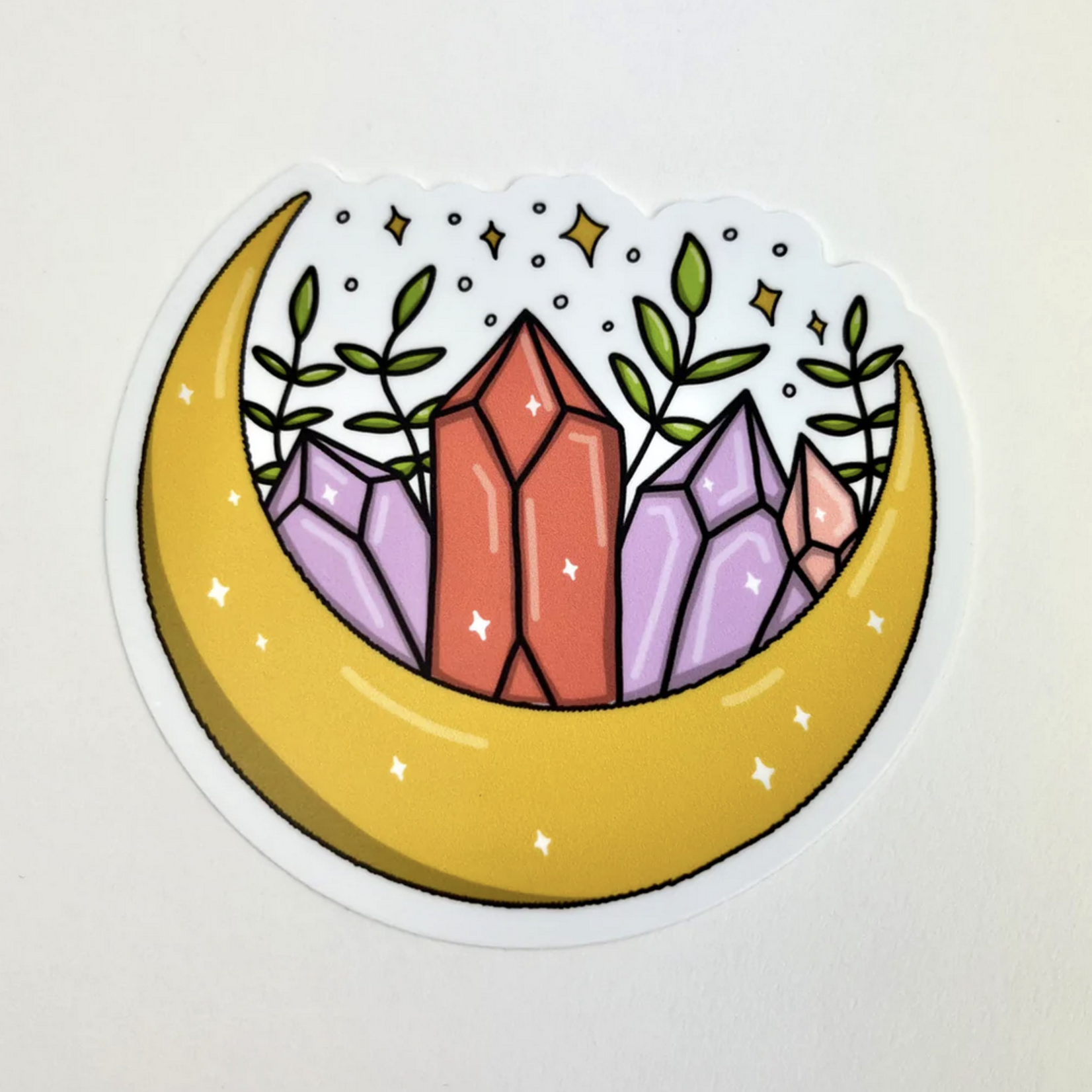 Crystal Crescent Moon Vinyl Sticker