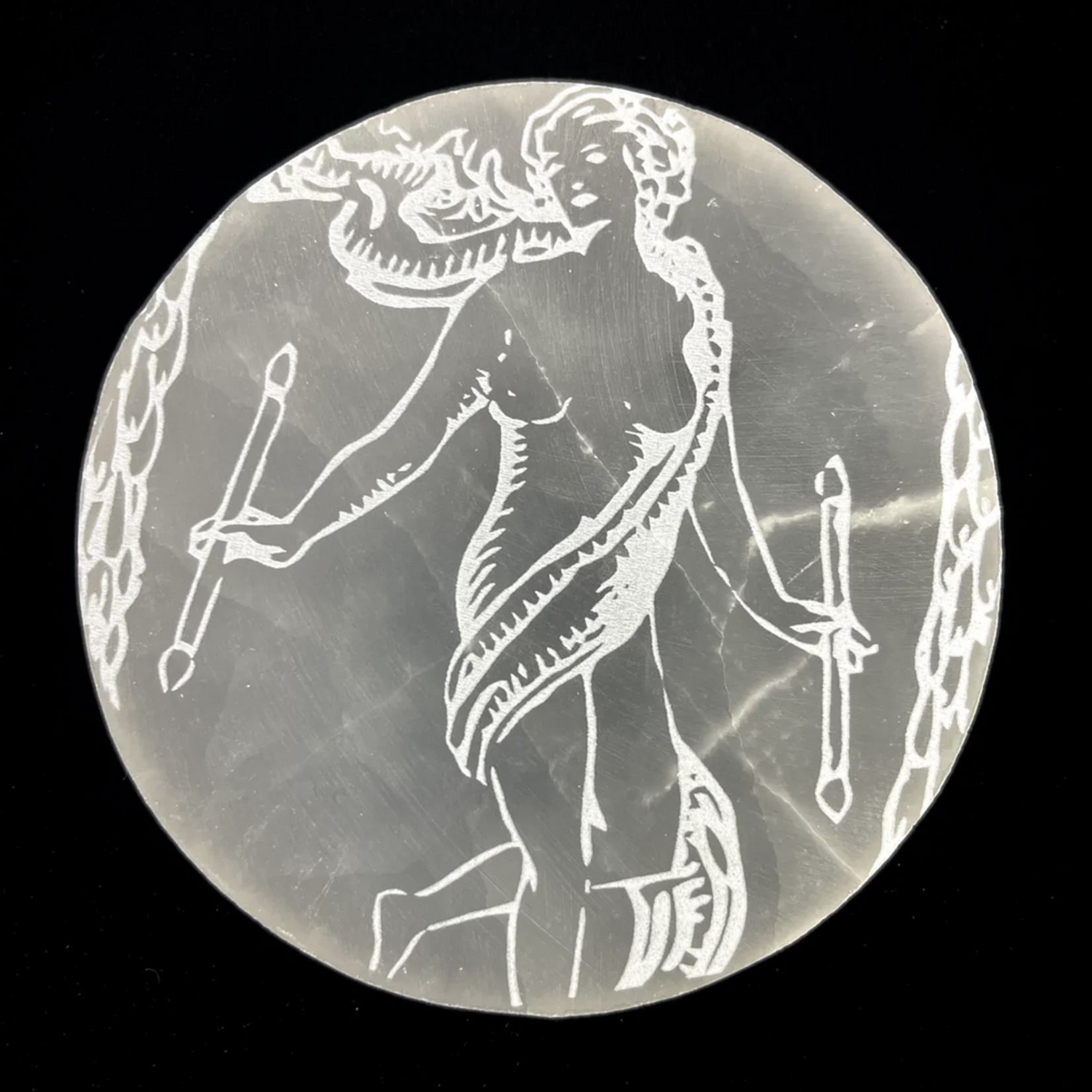 The World Etched Selenite Disc 10cm
