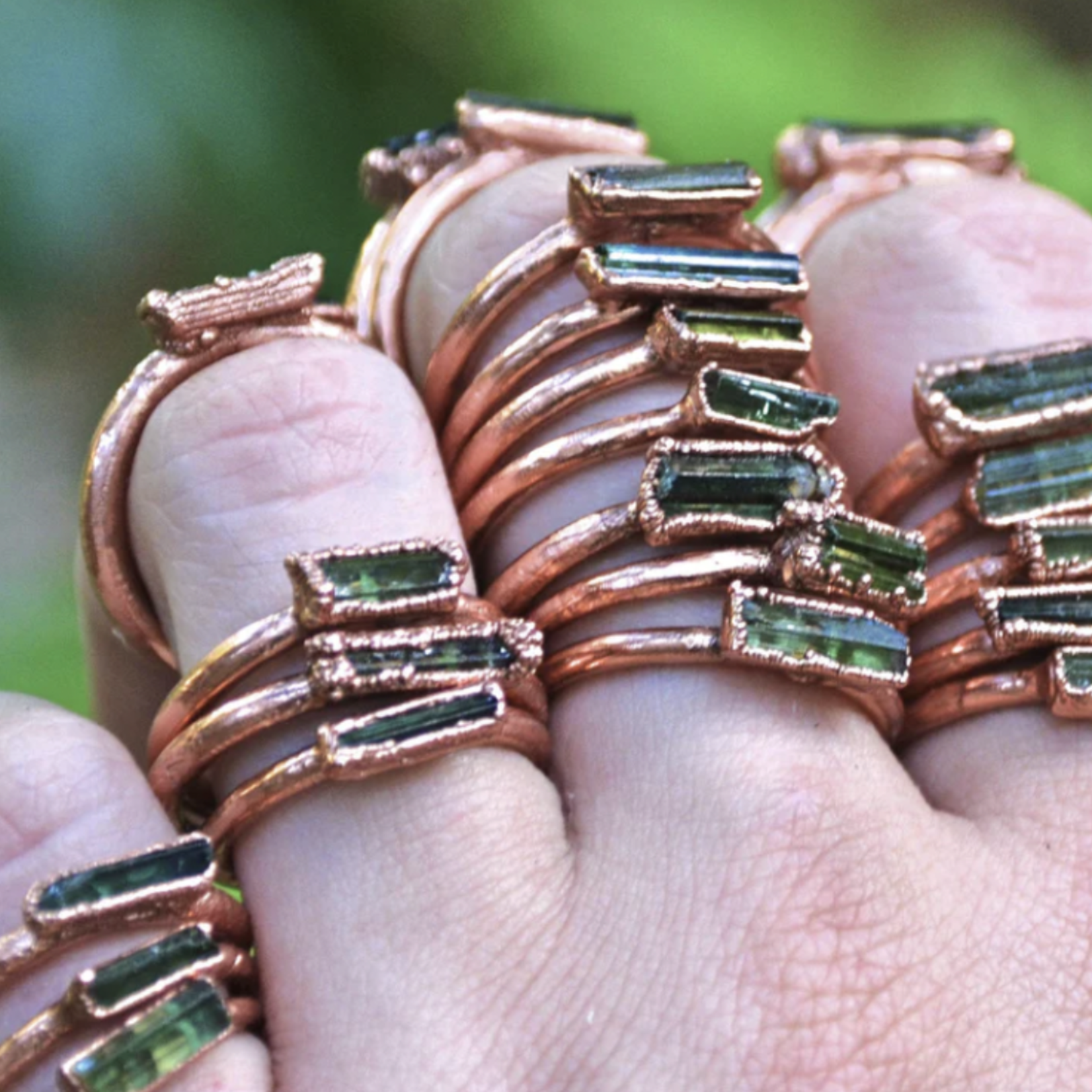 Copper Green Tourmaline Ring