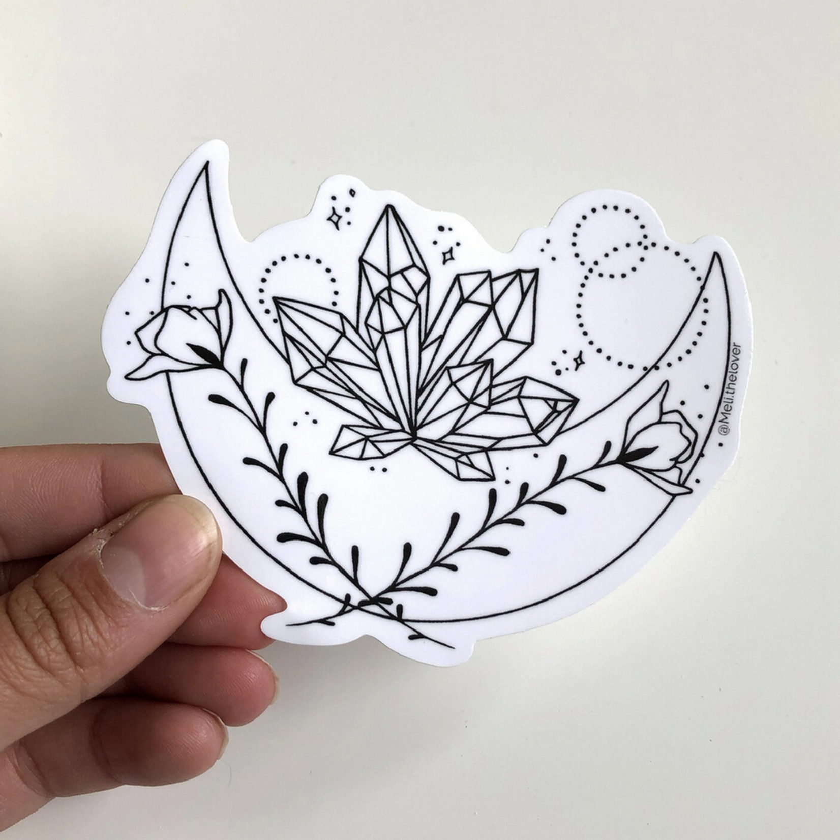 Crystal Moon Flower Waterproof Vinyl Sticker