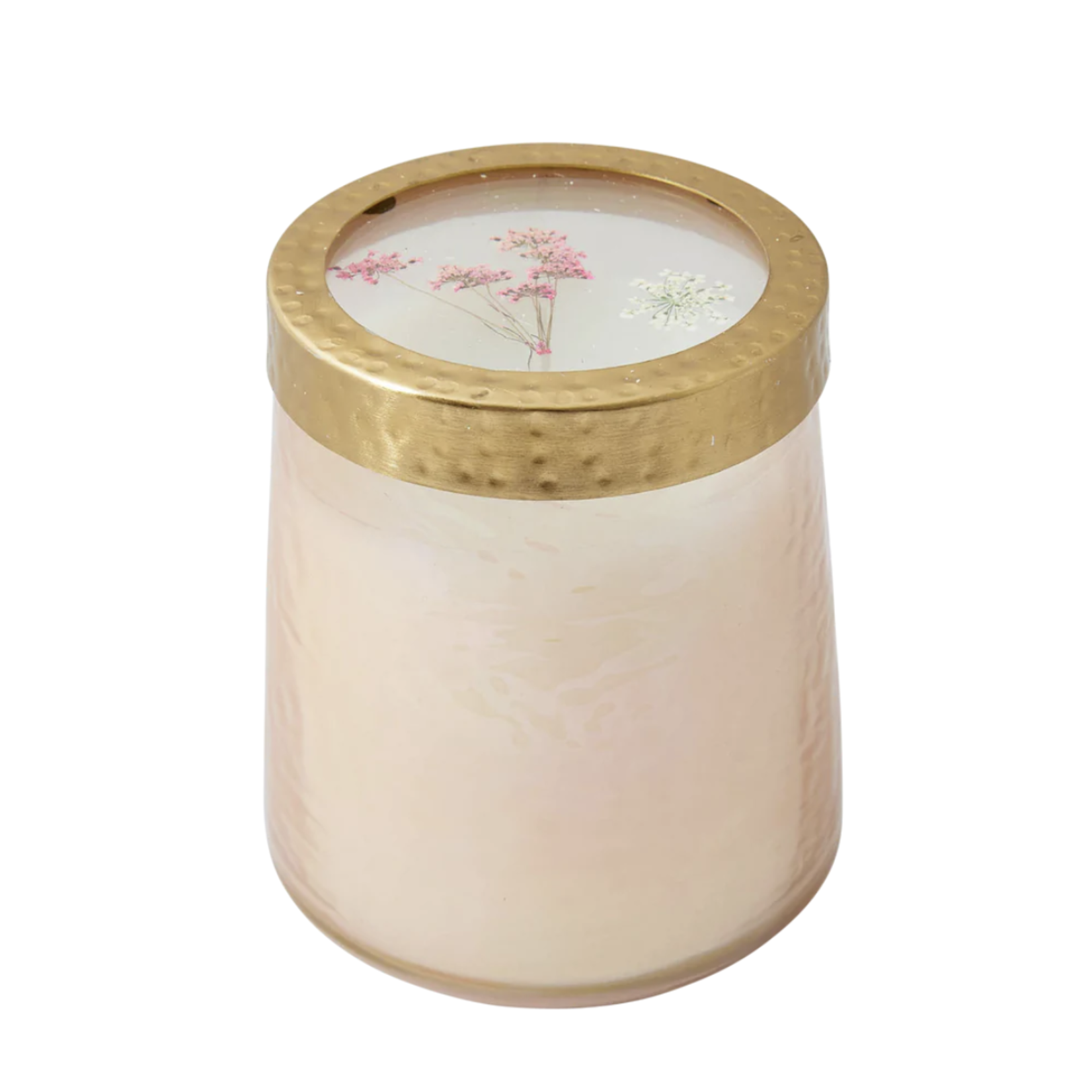 Lace Flower Medium Apricot Blossom Pressed Floral Candle
