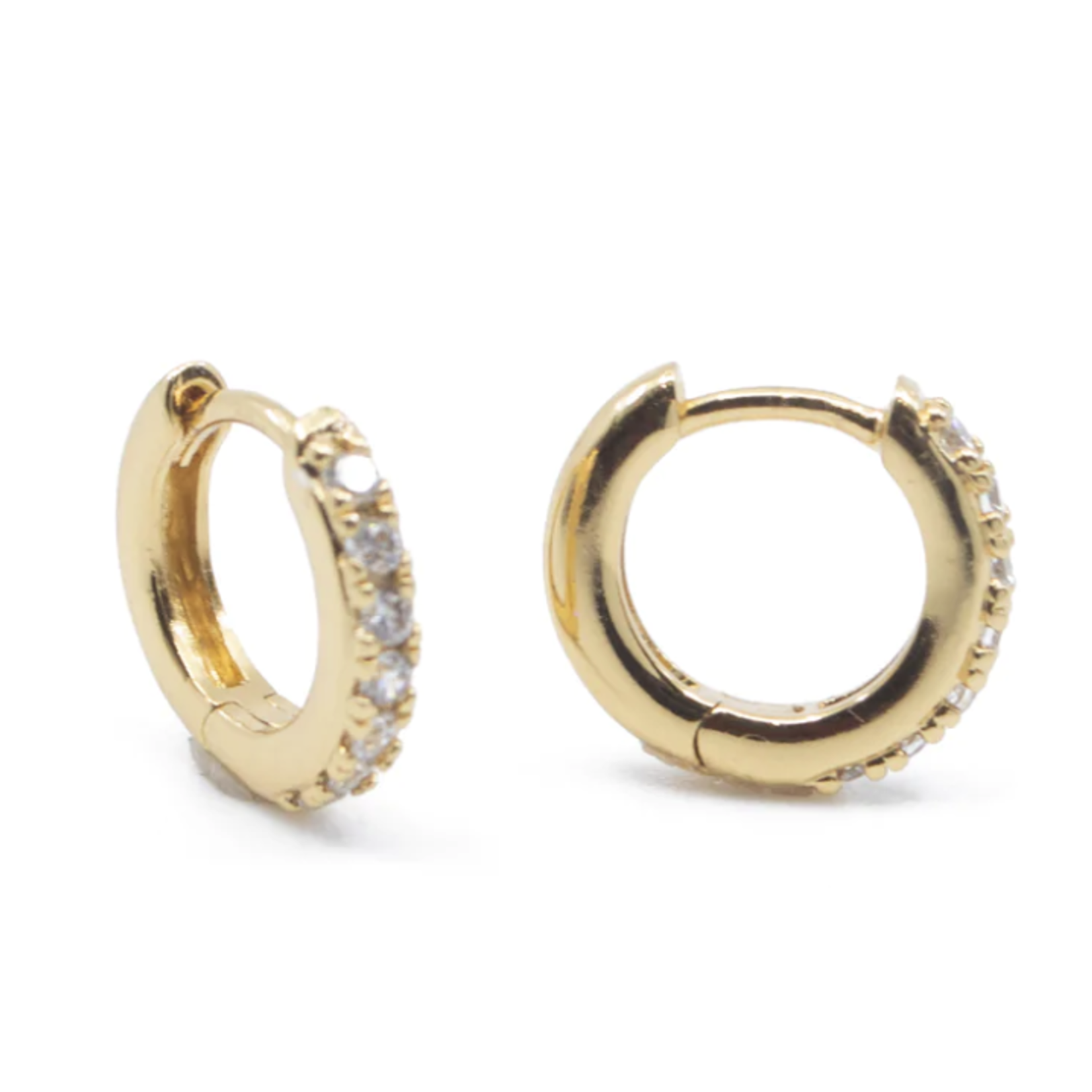 CZ Diamond Huggie Hoop Earrings · Gold