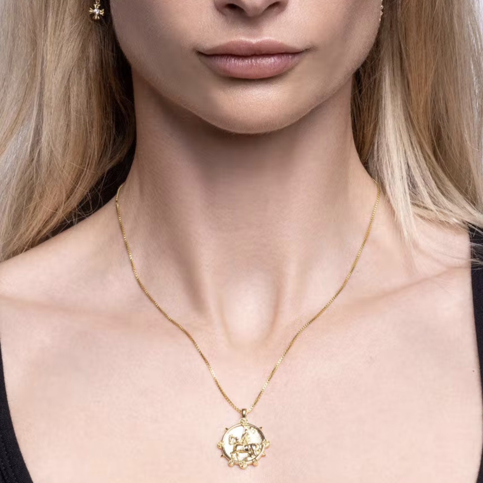 *Special Edition Joan of Arc 16-18" Box Chain Necklace · 14K Gold Vermeil