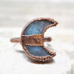 Copper Amazonite Crescent Moon Ring ·