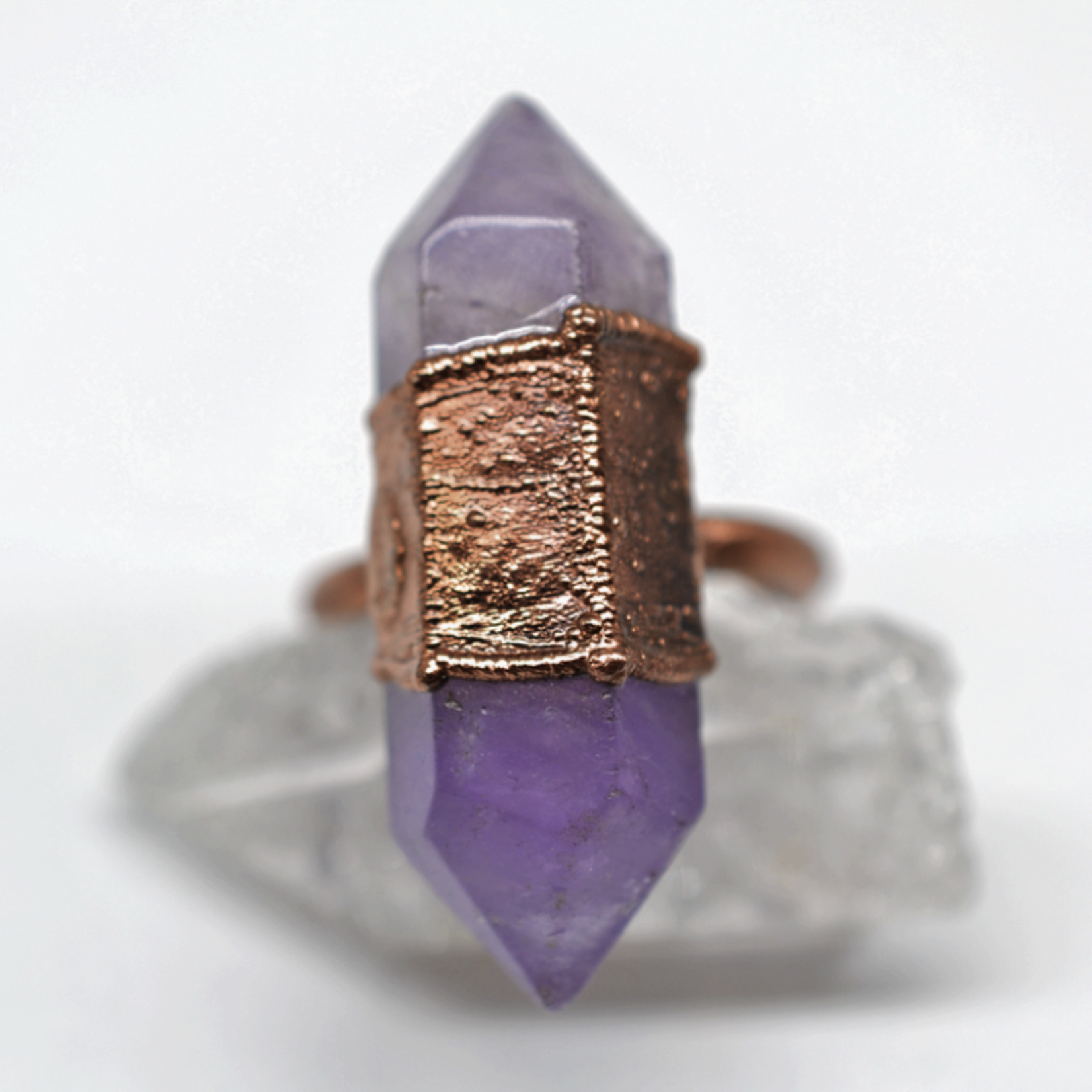 Copper Amethyst Point Ring